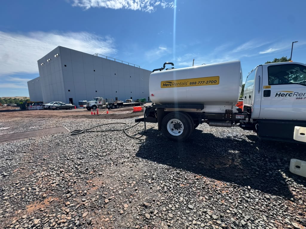Water truck supporting a commercial construction site